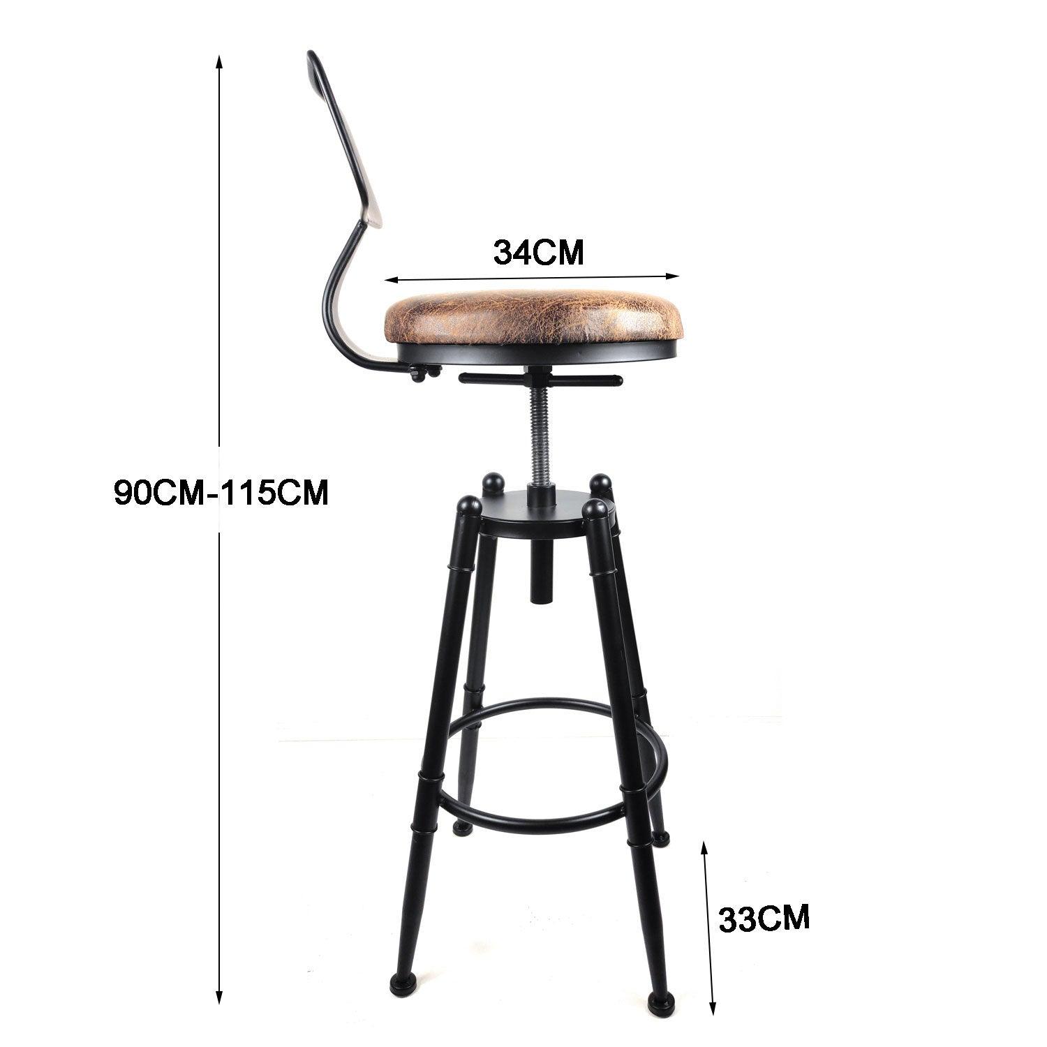 2x Vintage Industrial Rustic Bar Stool Kitchen Stool Swivel Chair Counter Height - John Cootes