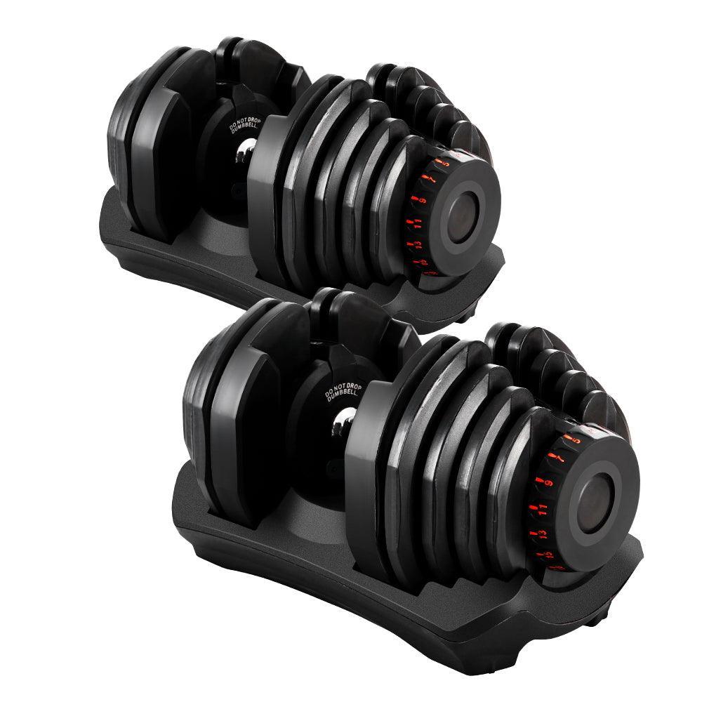 2x40KG Adjustable Dumbbells Dumbbell Set Rubber Weight Plates - John Cootes