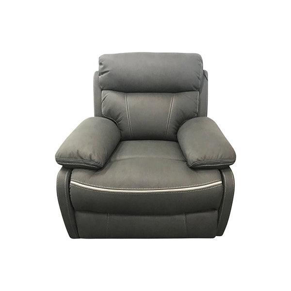 3+1+1 Seater Electric Recliner Sofa In Luxe Rhino Polyester Plywood Fabric In Ash Colour with Plastic Black Base - John Cootes