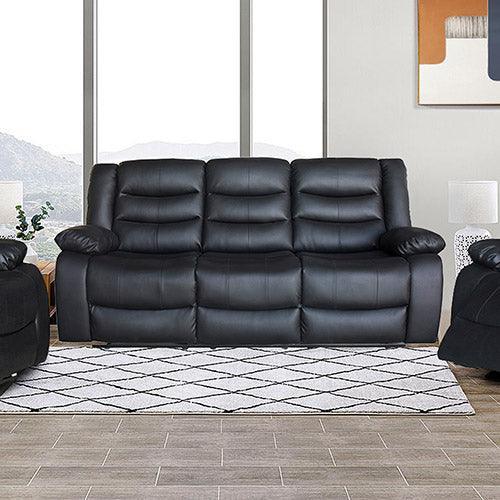 3+1+1 Seater Recliner Sofa In Faux Leather Lounge Couch in Black - John Cootes