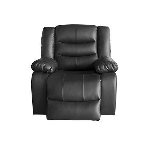 3+1+1 Seater Recliner Sofa In Faux Leather Lounge Couch in Black - John Cootes