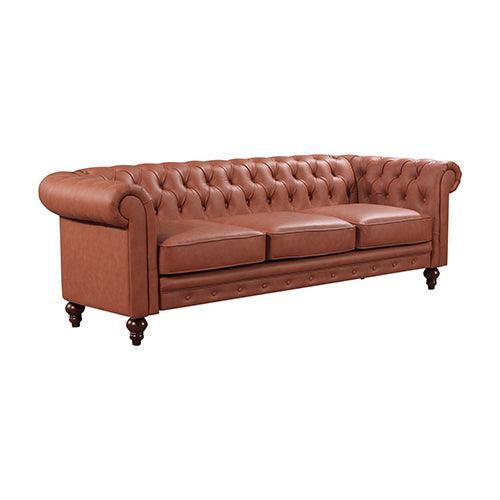 3+2+1 Seater Brown Sofa Lounge Chesterfireld Style Button Tufted in Faux Leather - John Cootes