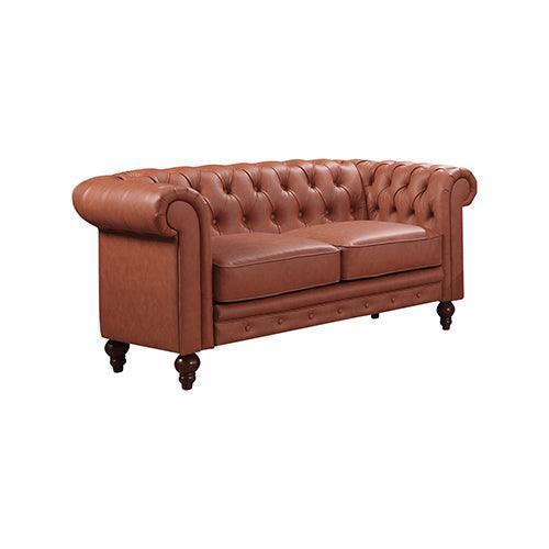 3+2+1 Seater Brown Sofa Lounge Chesterfireld Style Button Tufted in Faux Leather - John Cootes