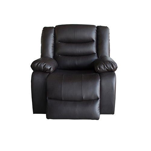 3+2+1 Seater Recliner Sofa In Faux Leather Lounge Couch in Black - John Cootes