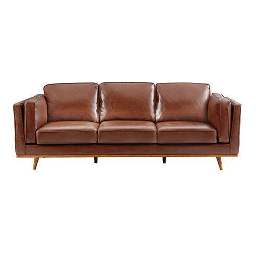 3+2+1 Seater Sofa Brown Leather Lounge Set for Living Room Couch with Wooden Frame - John Cootes