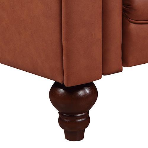 3+2 Seater Brown Sofa Lounge Chesterfireld Style Button Tufted in Faux Leather - John Cootes