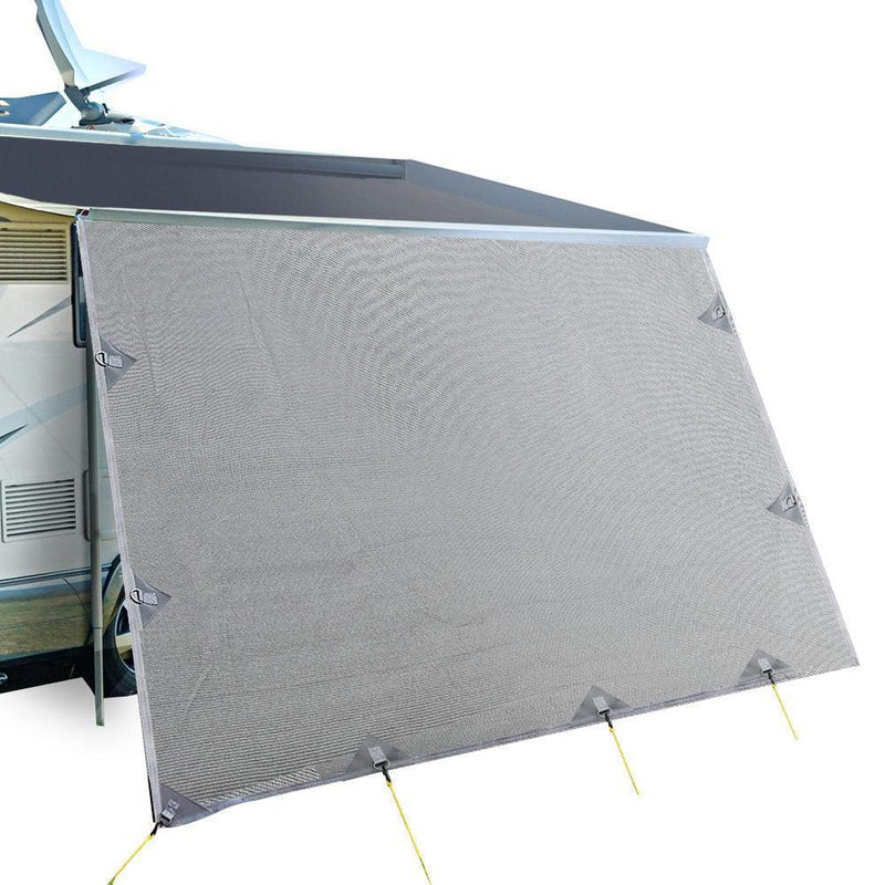 3.4M Caravan Privacy Screens 1.95m Roll Out Awning End Wall Side Sun Shade - John Cootes