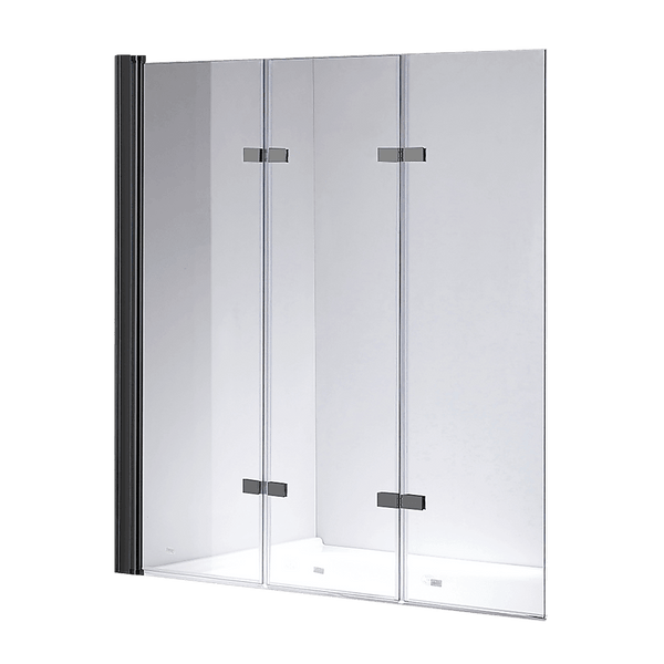 3 Fold Black Folding Bath Shower Screen Door Panel 1300mm x 1400mm - John Cootes