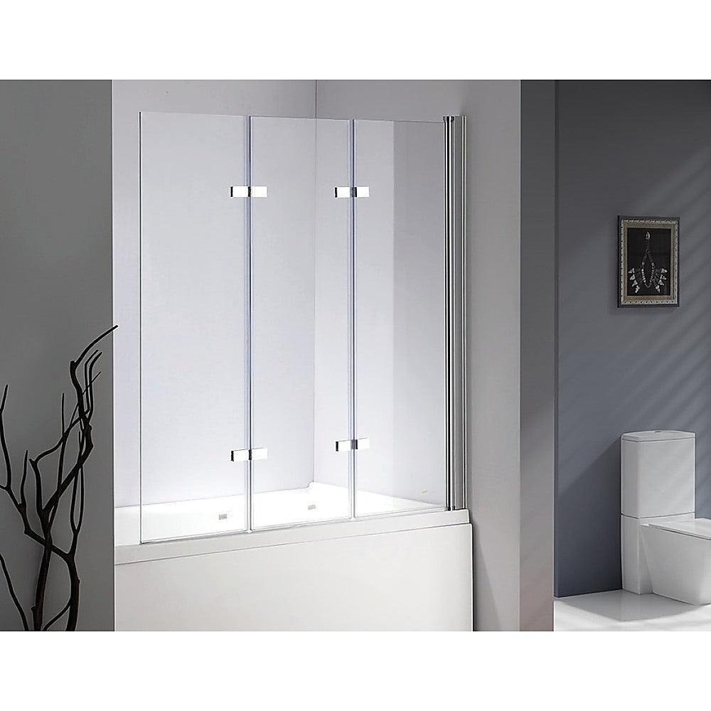 3 Fold Chrome Folding Bath Shower Screen Door Panel 1300mm x 1400mm - John Cootes