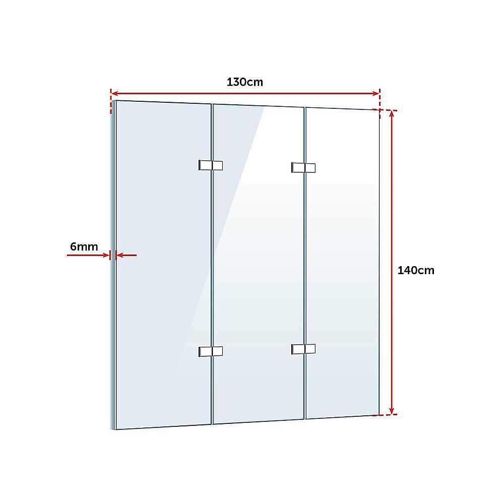 3 Fold Chrome Folding Bath Shower Screen Door Panel 1300mm x 1400mm - John Cootes