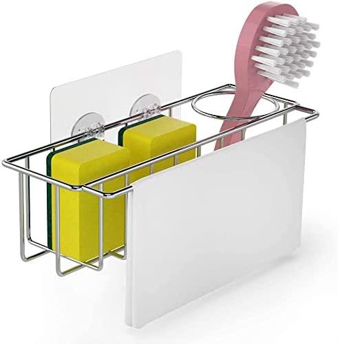 3-in-1 Adhesive Stainless Steel Sink Caddy Organizer Storage for Kitchen Rustproof - John Cootes