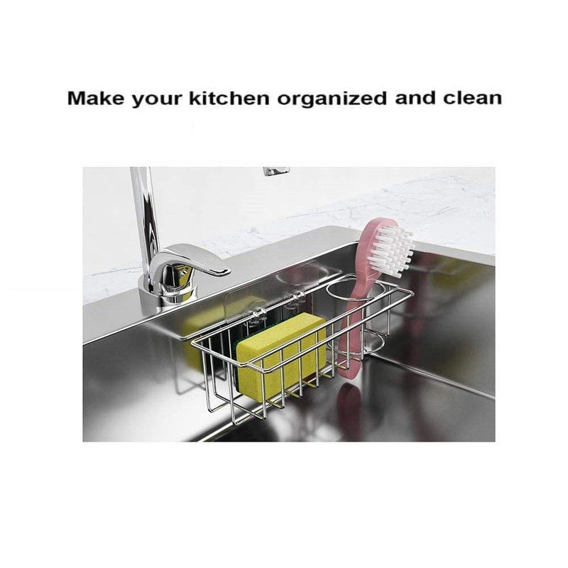 3-in-1 Adhesive Stainless Steel Sink Caddy Organizer Storage for Kitchen Rustproof - John Cootes