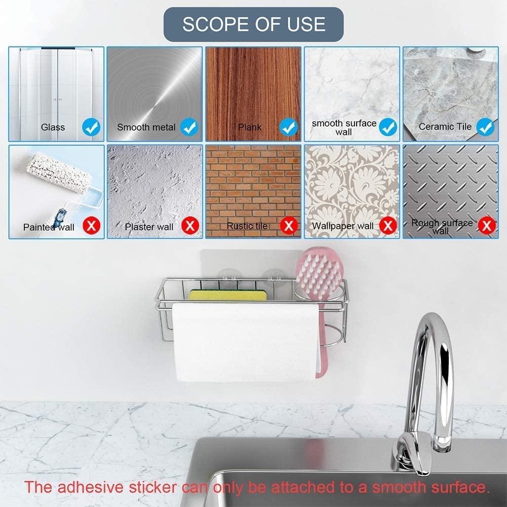 3-in-1 Adhesive Stainless Steel Sink Caddy Organizer Storage for Kitchen Rustproof - John Cootes