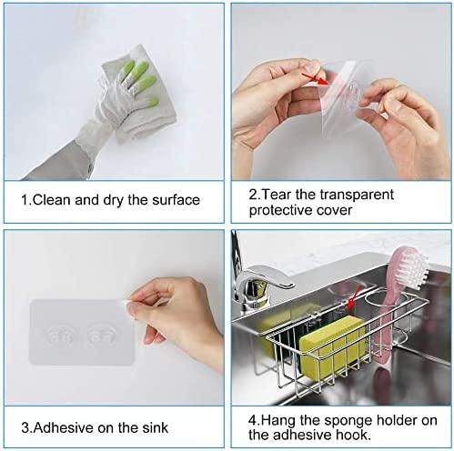 3-in-1 Adhesive Stainless Steel Sink Caddy Organizer Storage for Kitchen Rustproof - John Cootes