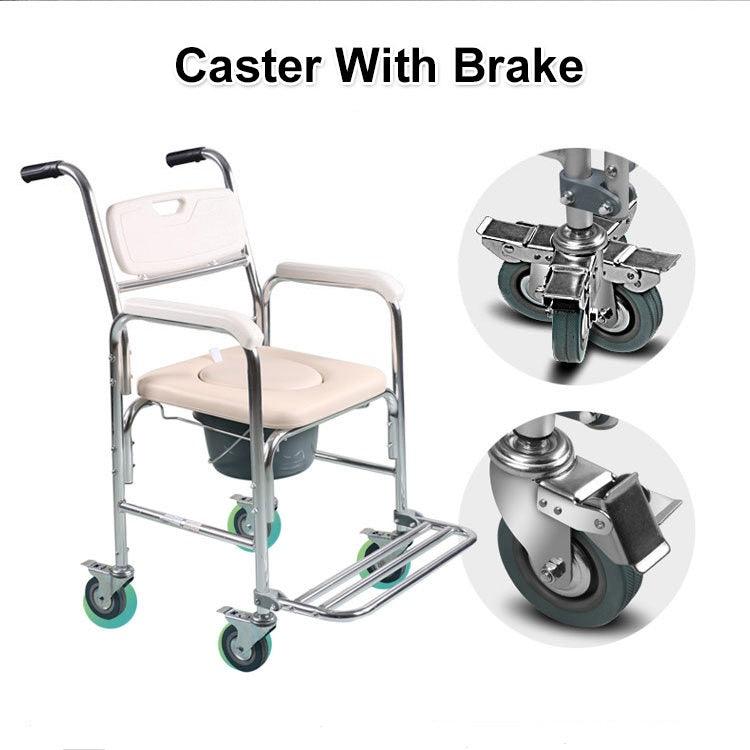 3-in-1 Mobile Rolling Chair Wheelchair Commode Bedside Toilet Chair Shower Chair - John Cootes