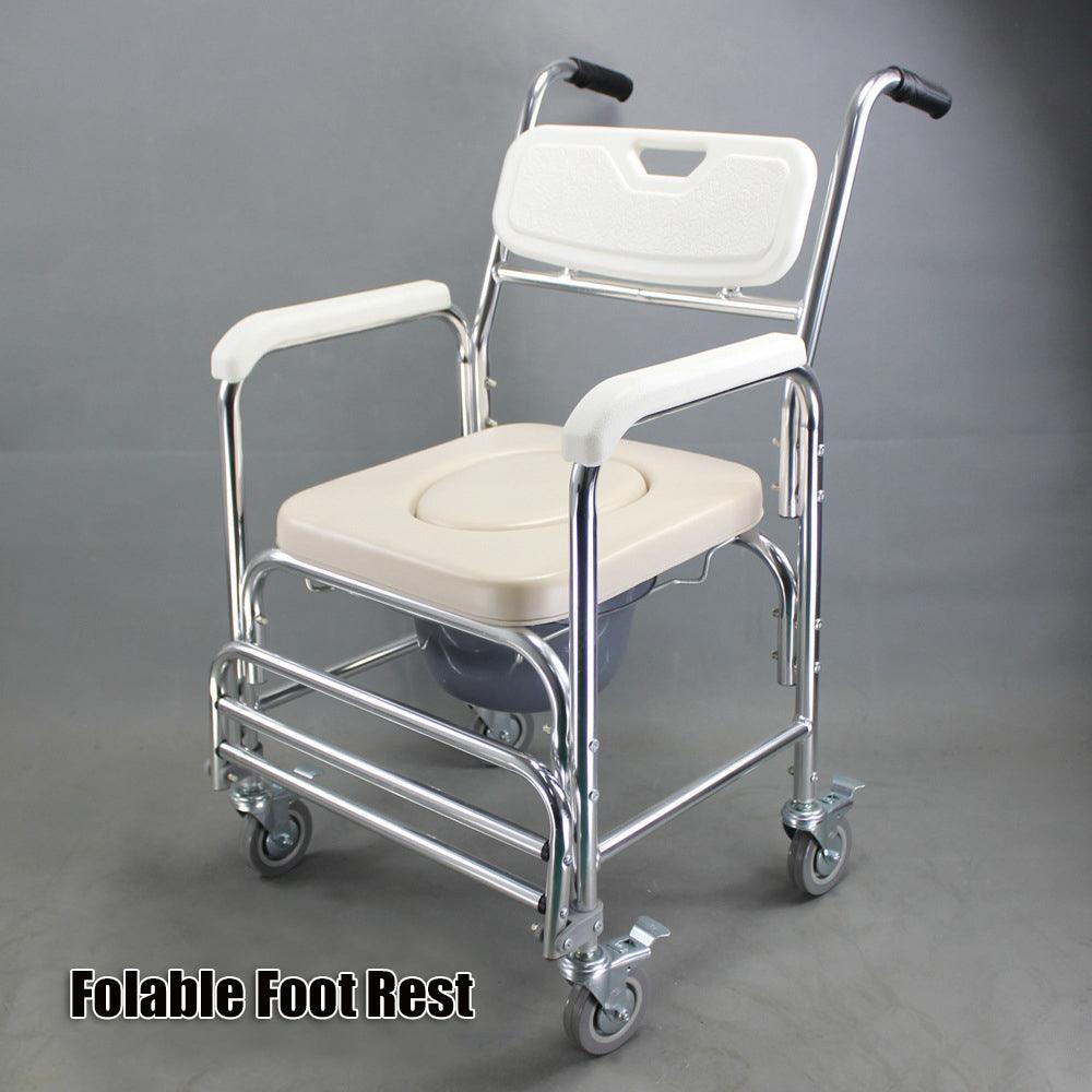 3-in-1 Mobile Rolling Chair Wheelchair Commode Bedside Toilet Chair Shower Chair - John Cootes