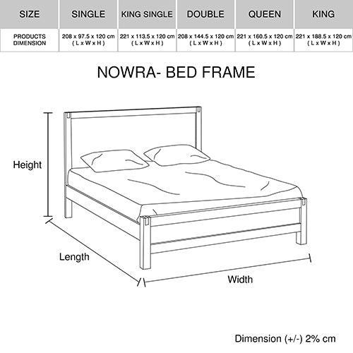 3 Pieces Bedroom Suite in Solid Wood Veneered Acacia Construction Timber Slat Double Size Chocolate Colour Bed, Bedside Table - John Cootes