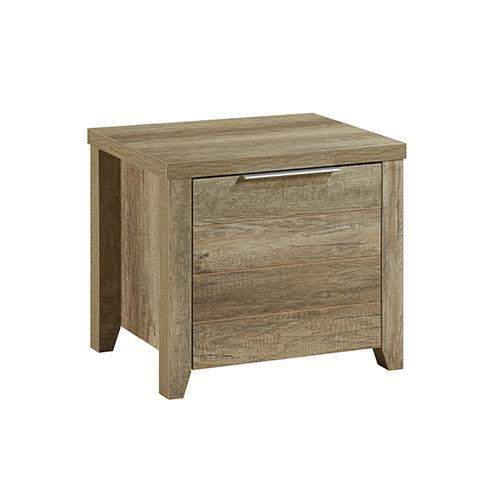 3 Pieces Bedroom Suite Natural Wood Like MDF Structure King Size Oak Colour Bed, Bedside Table - John Cootes