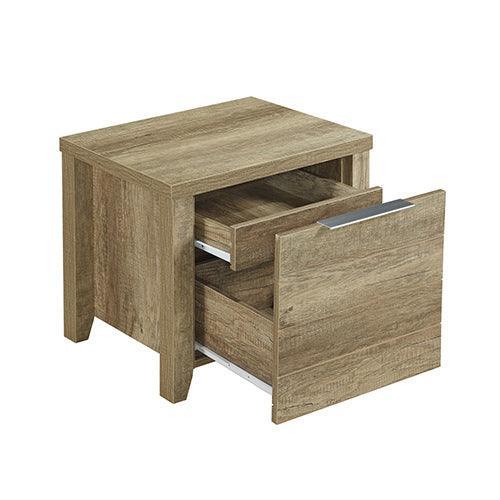 3 Pieces Bedroom Suite Natural Wood Like MDF Structure Queen Size Oak Colour Bed, Bedside Table - John Cootes