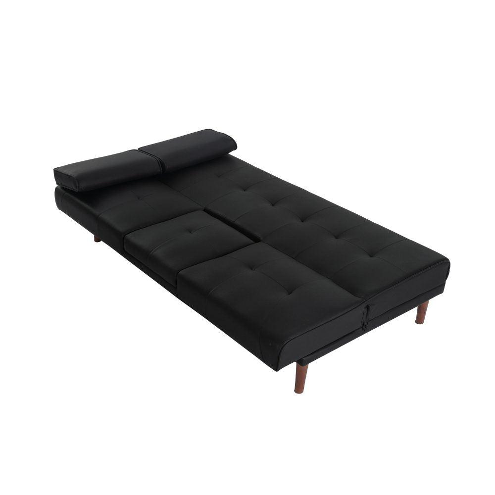 3 Seater Adjustable Sofa Bed With Cup Holder Black - John Cootes