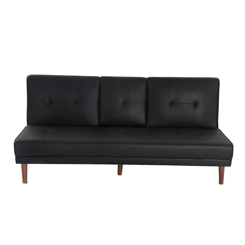 3 Seater Adjustable Sofa Bed With Cup Holder Black - John Cootes