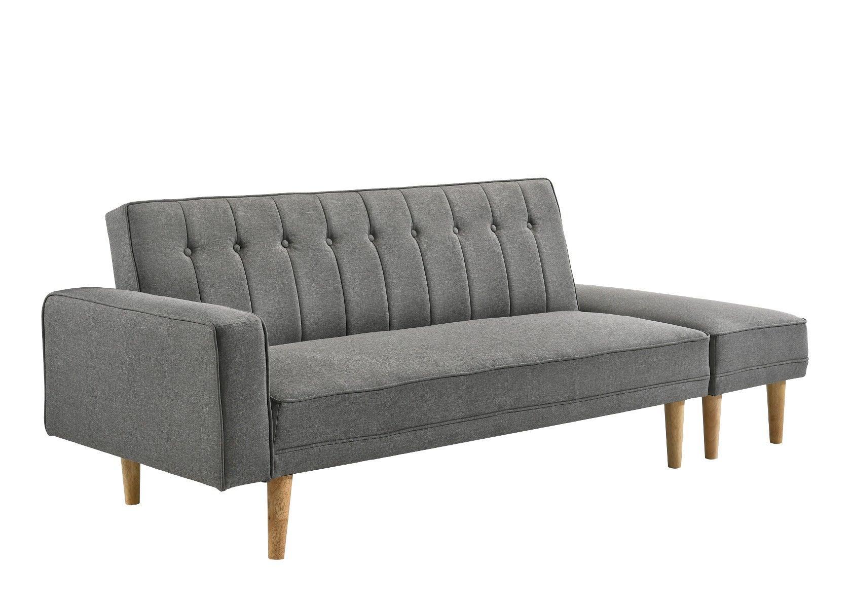 3 Seater Fabric Sofa Bed with Ottoman - Light Grey - John Cootes