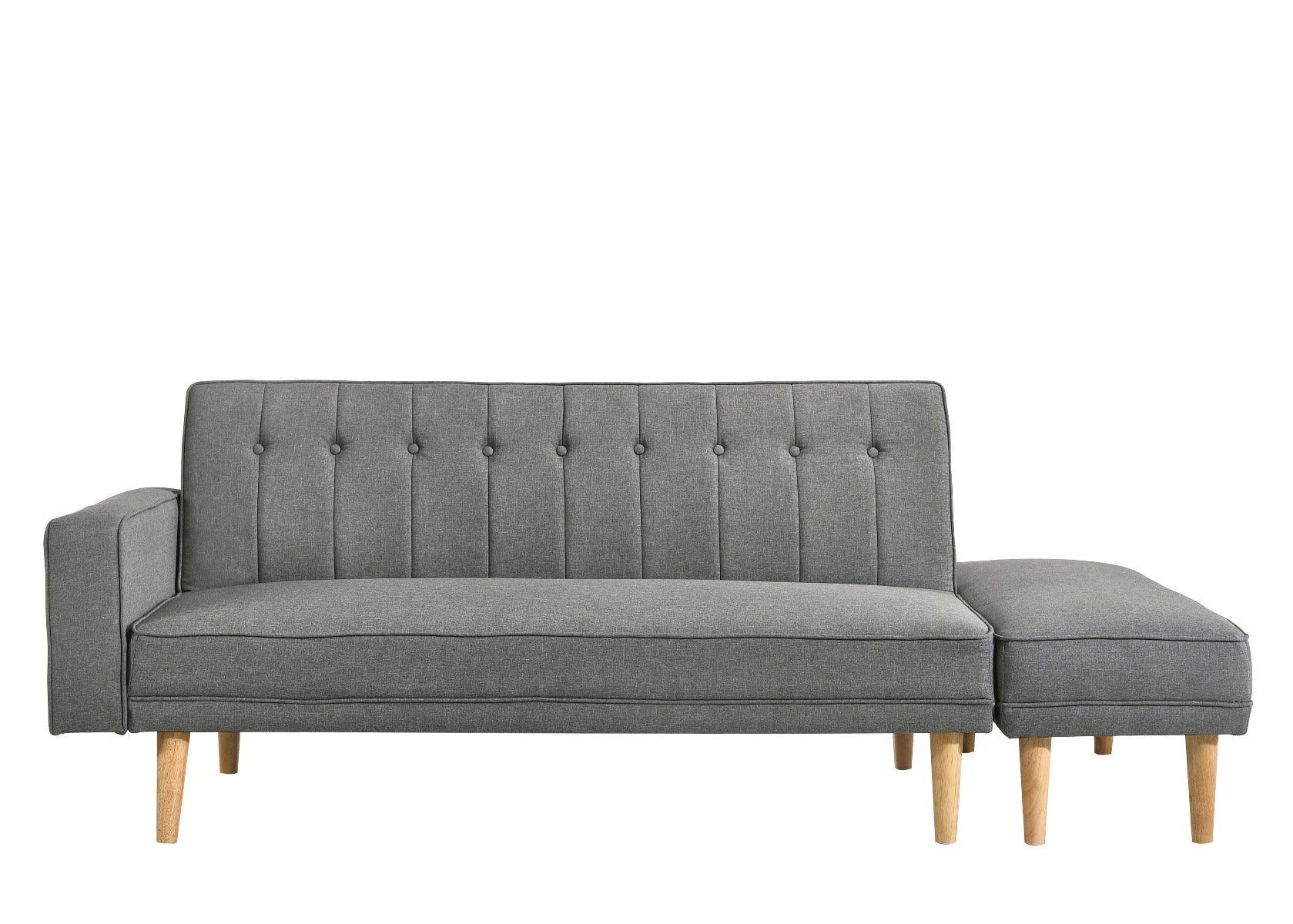 3 Seater Fabric Sofa Bed with Ottoman - Light Grey - John Cootes