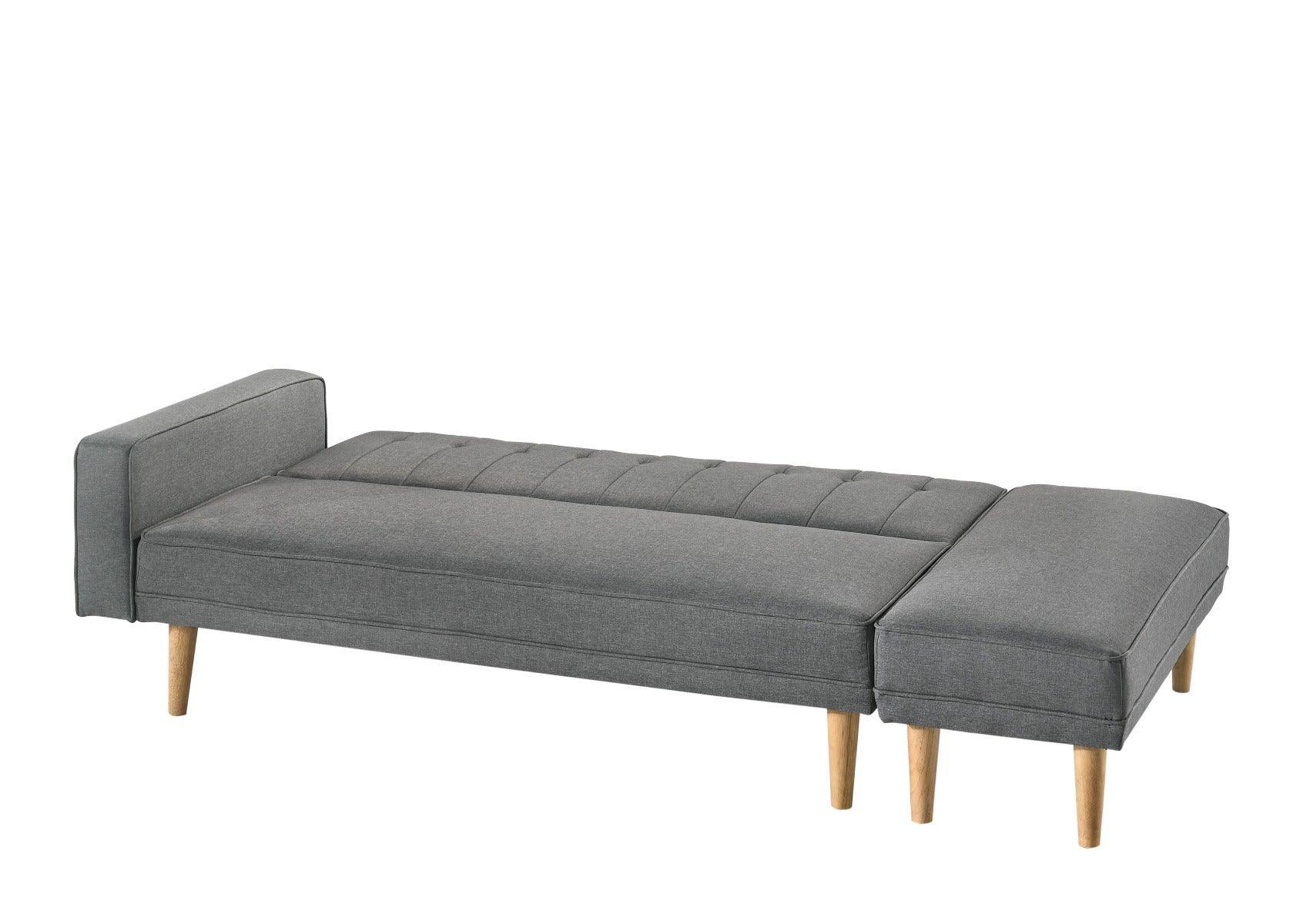 3 Seater Fabric Sofa Bed with Ottoman - Light Grey - John Cootes