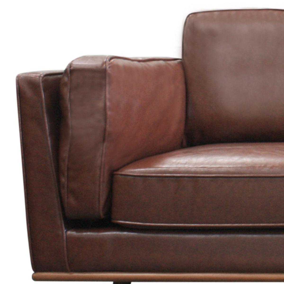 3 Seater Faux Sofa Brown Lounge Set for Living Room Couch with Wooden Frame - John Cootes