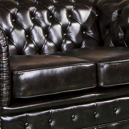 3 Seater Genuine Leather Upholstery Deep Quilting Pocket Spring Button Studding Sofa Lounge Set for Living Room Couch In Brown Colour - John Cootes