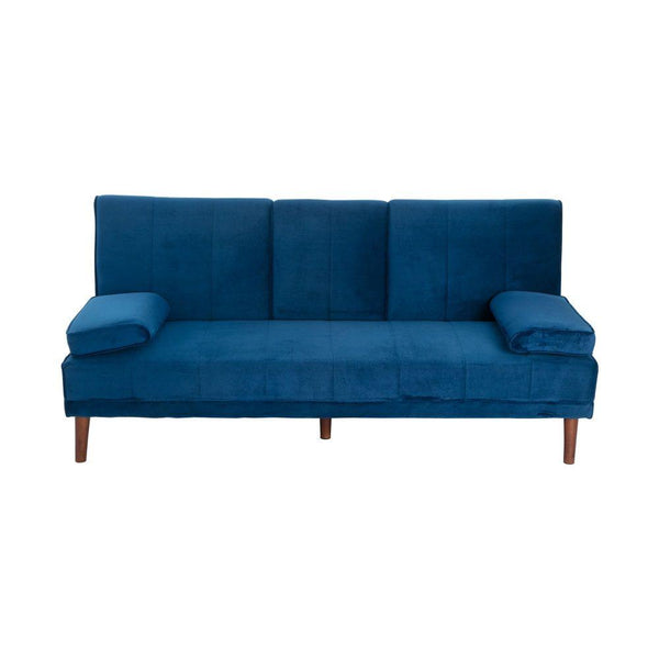 3 Seater Sofa Bed Couch with Cup Holder Velvet Navy - John Cootes