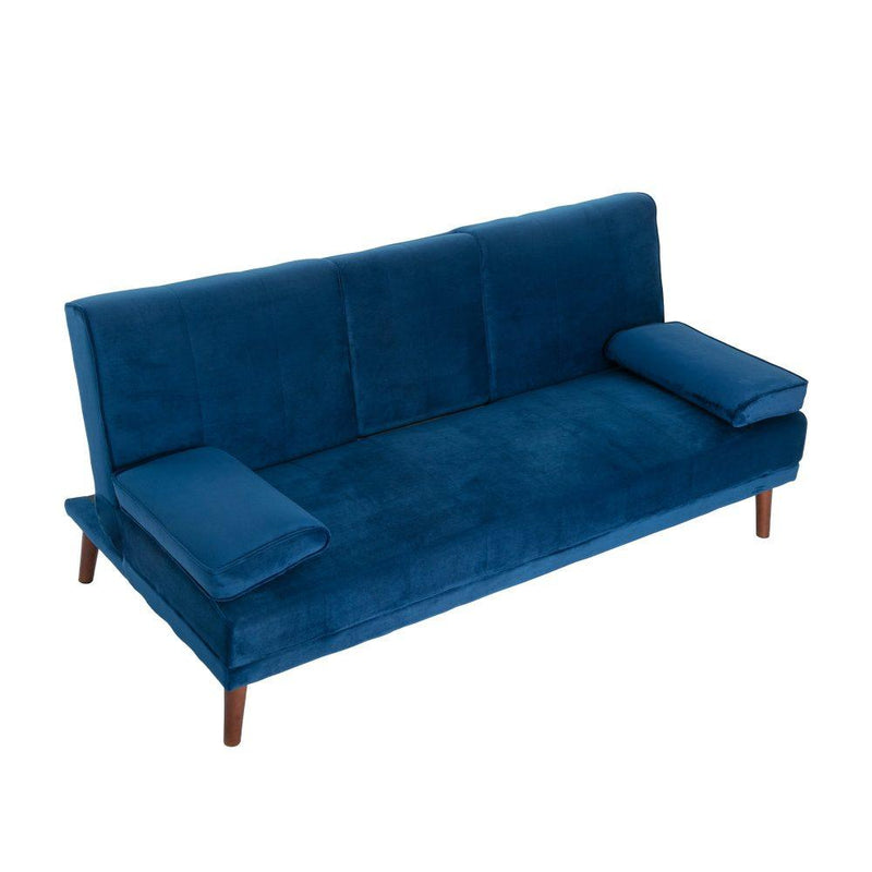 3 Seater Sofa Bed Couch with Cup Holder Velvet Navy - John Cootes