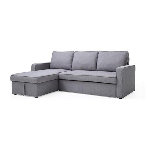 3 Seater Sofa Bed with pull Out Storage Corner Chaise Lounge Set in Grey - John Cootes