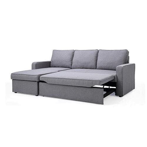 3 Seater Sofa Bed with pull Out Storage Corner Chaise Lounge Set in Grey - John Cootes