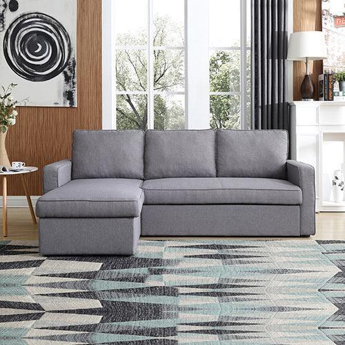 3 Seater Sofa Bed with pull Out Storage Corner Chaise Lounge Set in Grey - John Cootes