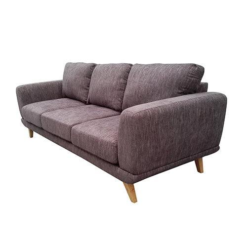 3 Seater Sofa Brown Fabric Lounge Set for Living Room Couch with Solid Wooden Frame - John Cootes
