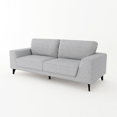 3 Seater Sofa Light Grey Fabric Lounge Set for Living Room Couch with Solid Wooden Frame Black Legs - John Cootes