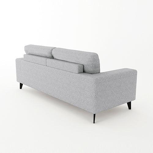 3 Seater Sofa Light Grey Fabric Lounge Set for Living Room Couch with Solid Wooden Frame Black Legs - John Cootes