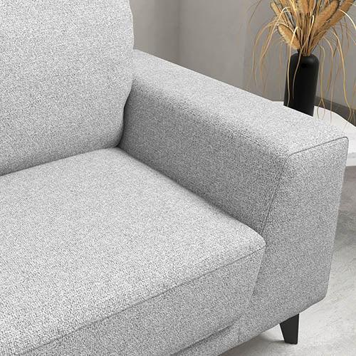 3 Seater Sofa Light Grey Fabric Lounge Set for Living Room Couch with Solid Wooden Frame Black Legs - John Cootes