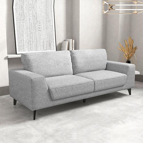 3 Seater Sofa Light Grey Fabric Lounge Set for Living Room Couch with Solid Wooden Frame Black Legs - John Cootes