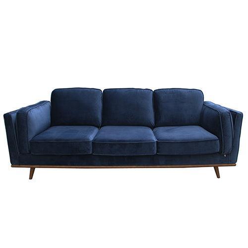 3 Seater Sofa Soft Blue in Soft Blue Velvet Fabric Lounge Set for Living Room Couch with Wooden Frame - John Cootes