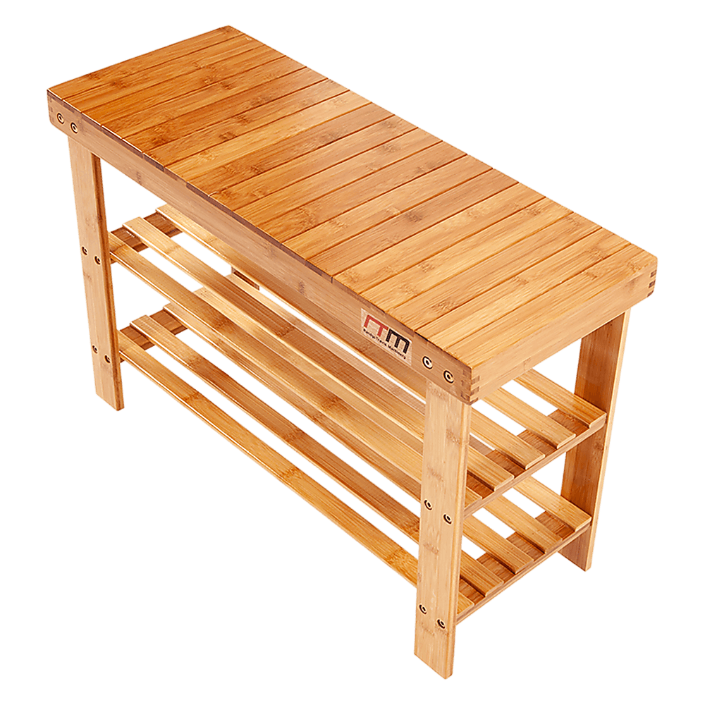 3 Tier Shoe Rack Bamboo Wooden Storage Shelf Stand Bench Cabinet Organiser - John Cootes