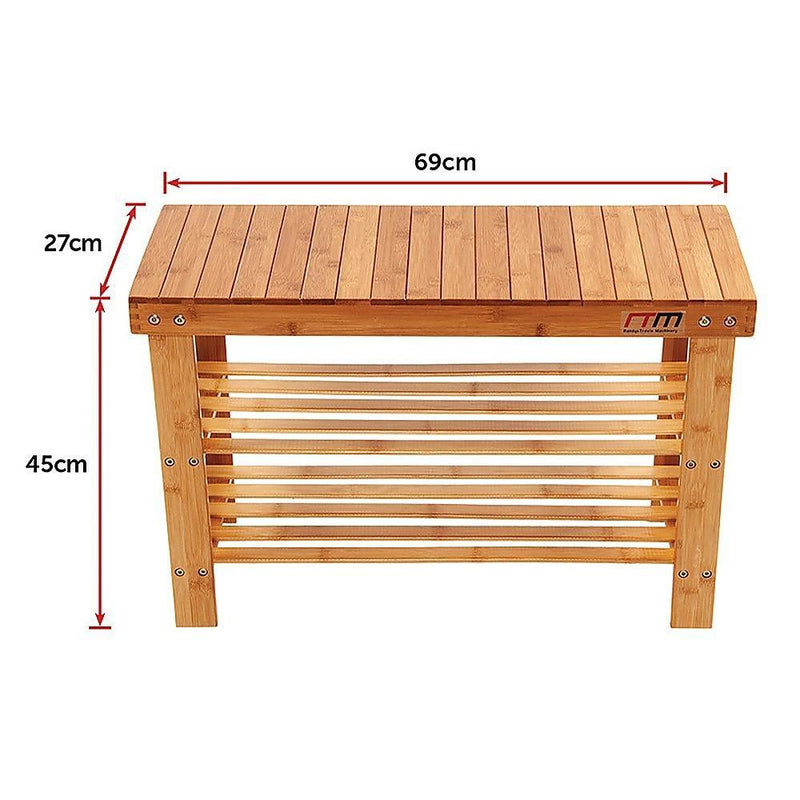 3 Tier Shoe Rack Bamboo Wooden Storage Shelf Stand Bench Cabinet Organiser - John Cootes