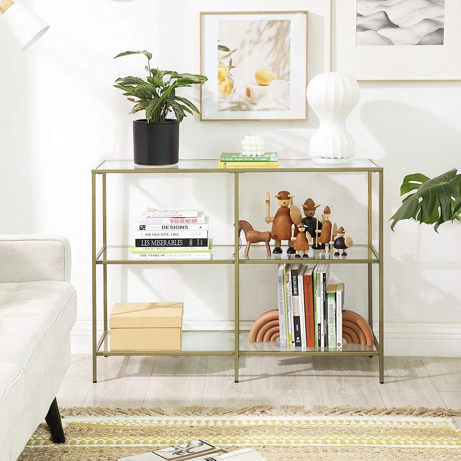 3-Tier Tempered Glass Sofa Table Modern Storage Shelf - John Cootes