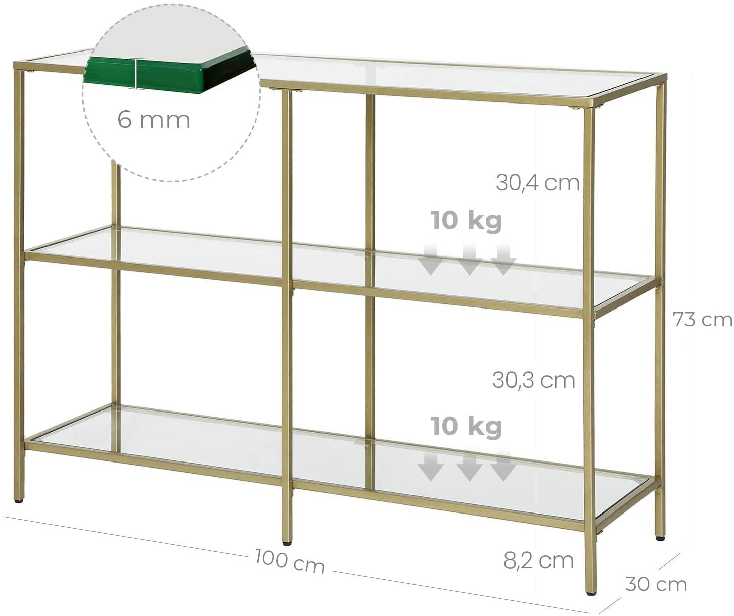 3-Tier Tempered Glass Sofa Table Modern Storage Shelf - John Cootes