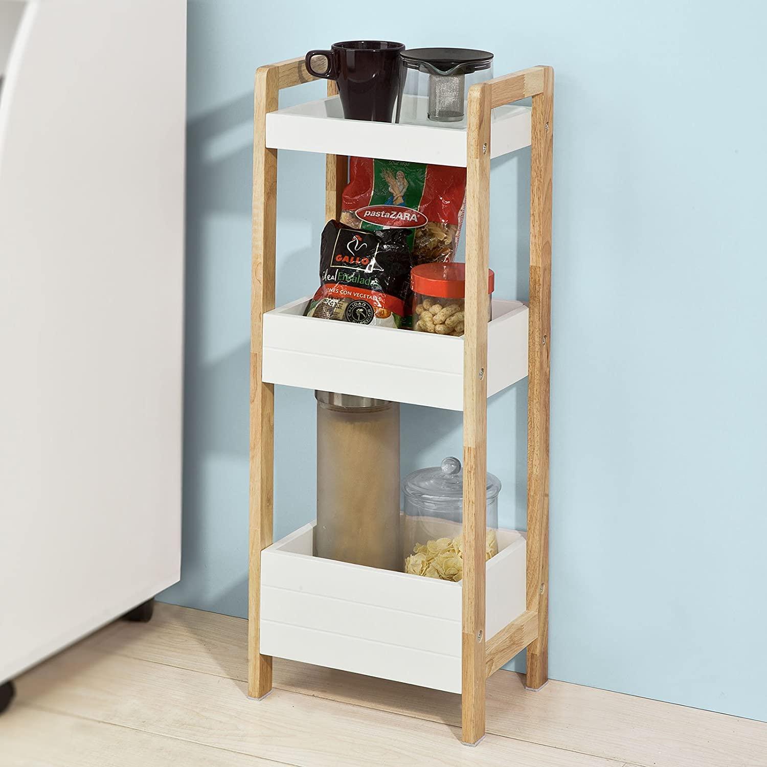 3-Tier White Storage Bathroom Shelf - John Cootes