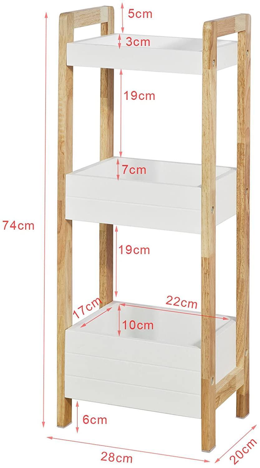 3-Tier White Storage Bathroom Shelf - John Cootes