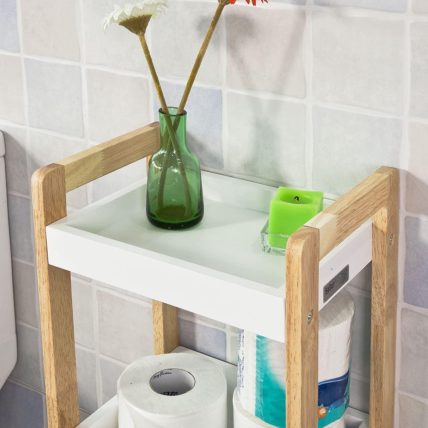 3-Tier White Storage Bathroom Shelf - John Cootes