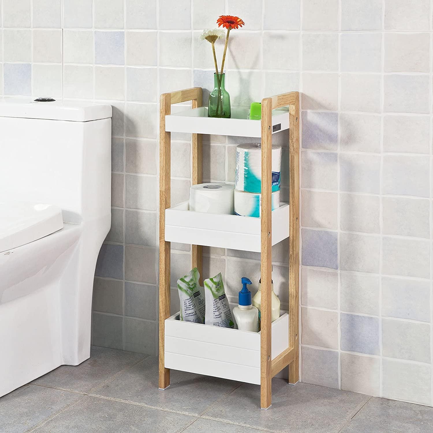 3-Tier White Storage Bathroom Shelf - John Cootes