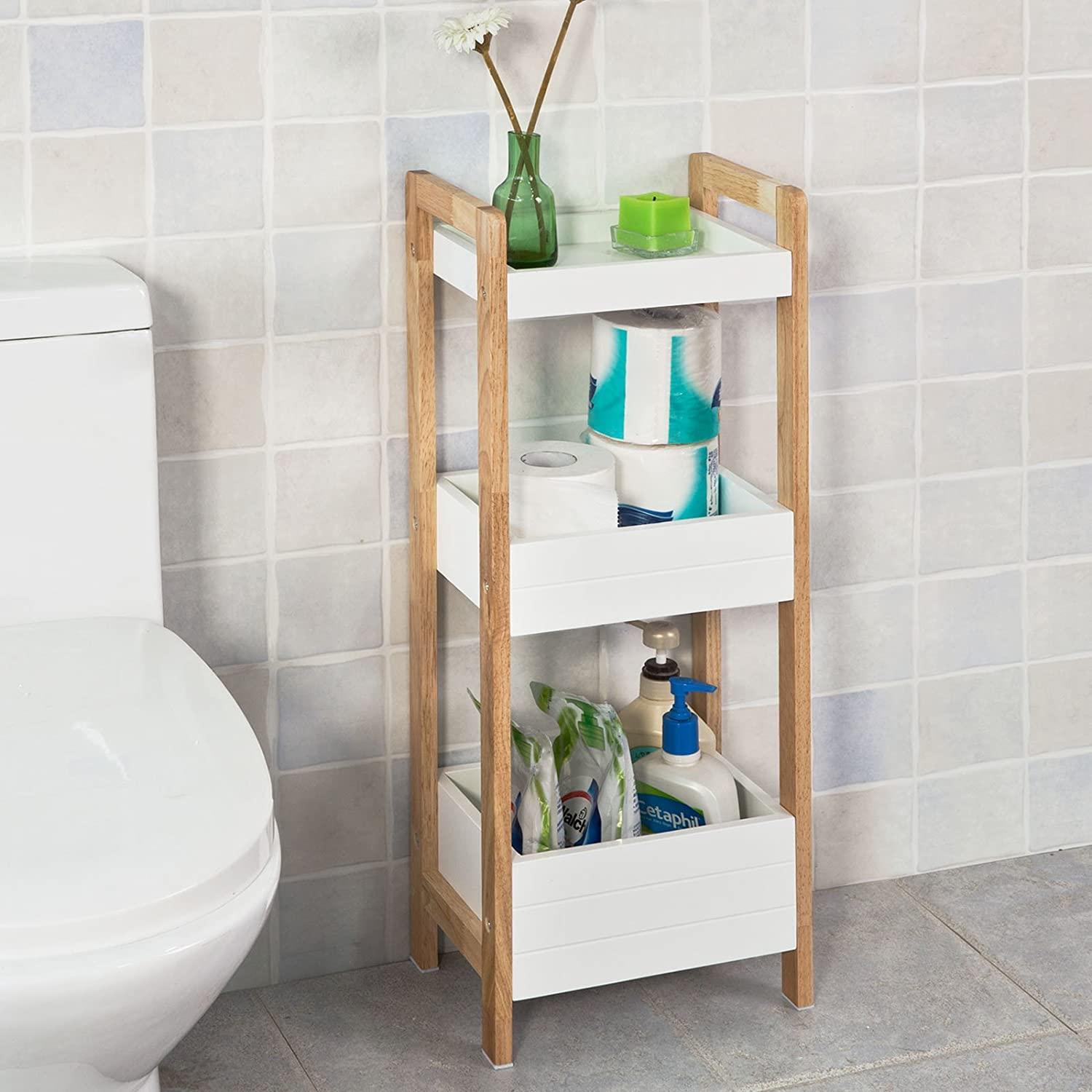 3-Tier White Storage Bathroom Shelf - John Cootes